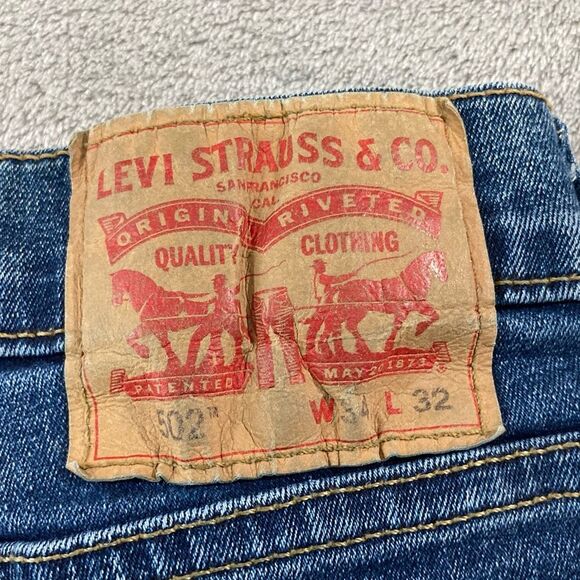 Levi’s Men’s 34x32 502 Taper Jeans Blue Denim Regular Fit Stretch Casual - Picture 7 of 13